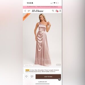 A-line One Shoulder Floor-Length Stretch Satin Bridesmaid Dress With Ruffle